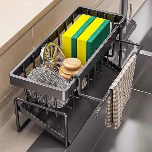 Kitchen shelves, rag storage, drain rack, sink side, kitchen supplies, rag storage rack, drain basket, no punching